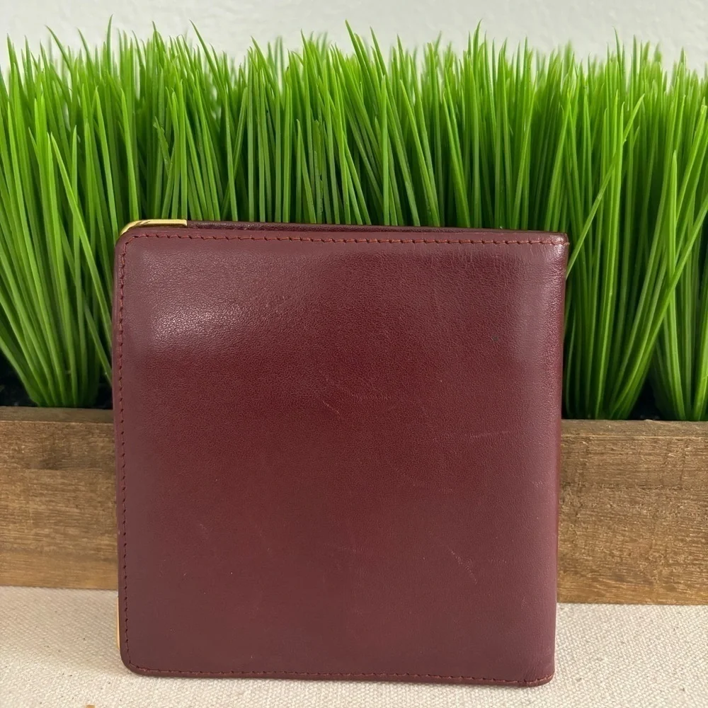 Cartier Vintage Burgandy Lambskin Leather Compact Wallet